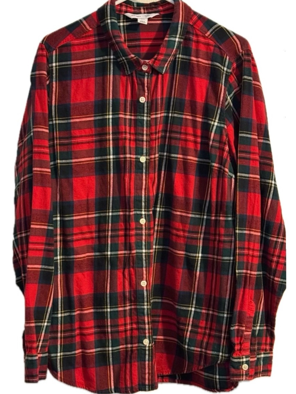 Old Navy Flannel Red Plaid The Classic Shirt XXL Tall Blue/Green/Yellow
